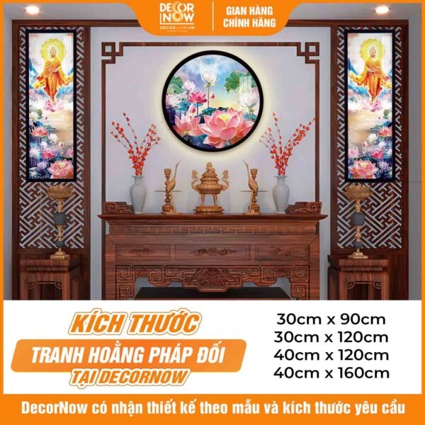 Tranh Hoằng Pháp Đối Phật Thích Ca Mâu Ni Đi Trên Đài Sen DecorNow HD901