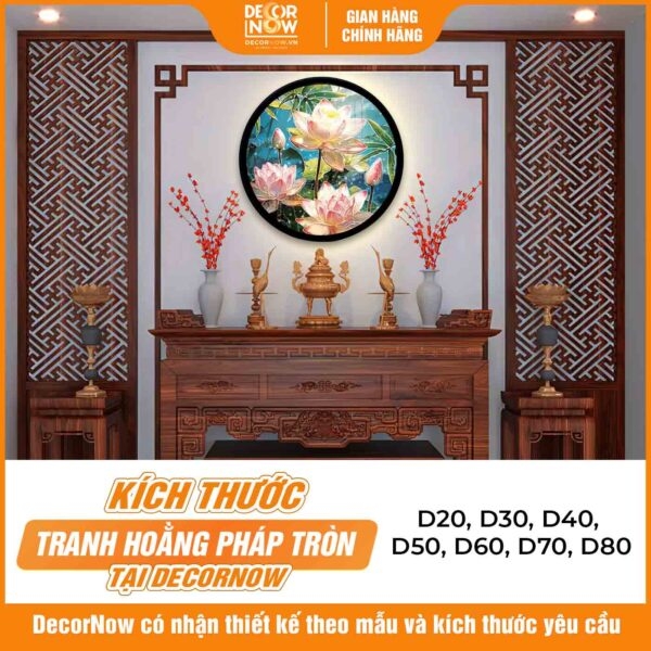 Tranh Hoằng Pháp Tròn Hoa Sen Và Tre DecorNow HD887