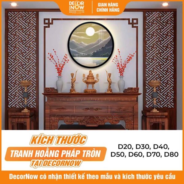 Tranh Hoằng Pháp Tròn Phong Cảnh Núi Non DecorNow HD828