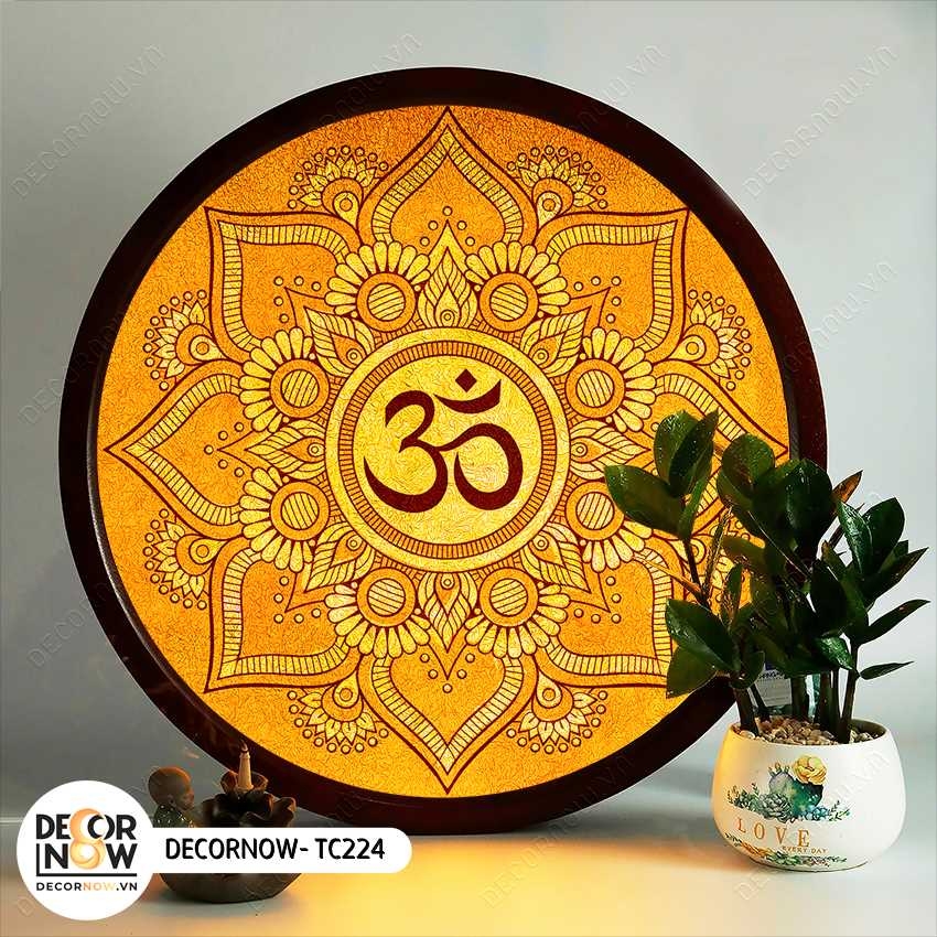 Tranh Trúc Chỉ In, Đèn Hào Quang Om Mani Padme Hum DECORNOW DCN-TC226