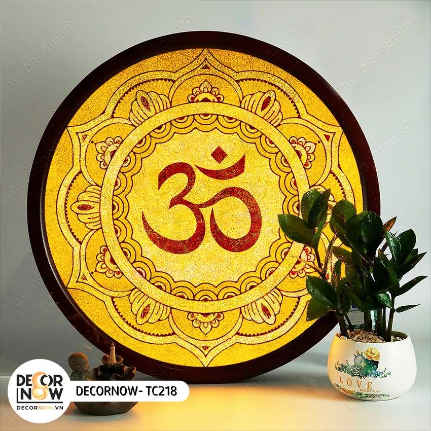 Tranh Trúc Chỉ In, Đèn Hào Quang Om Mani Padme Hum DECORNOW DCN-TC226