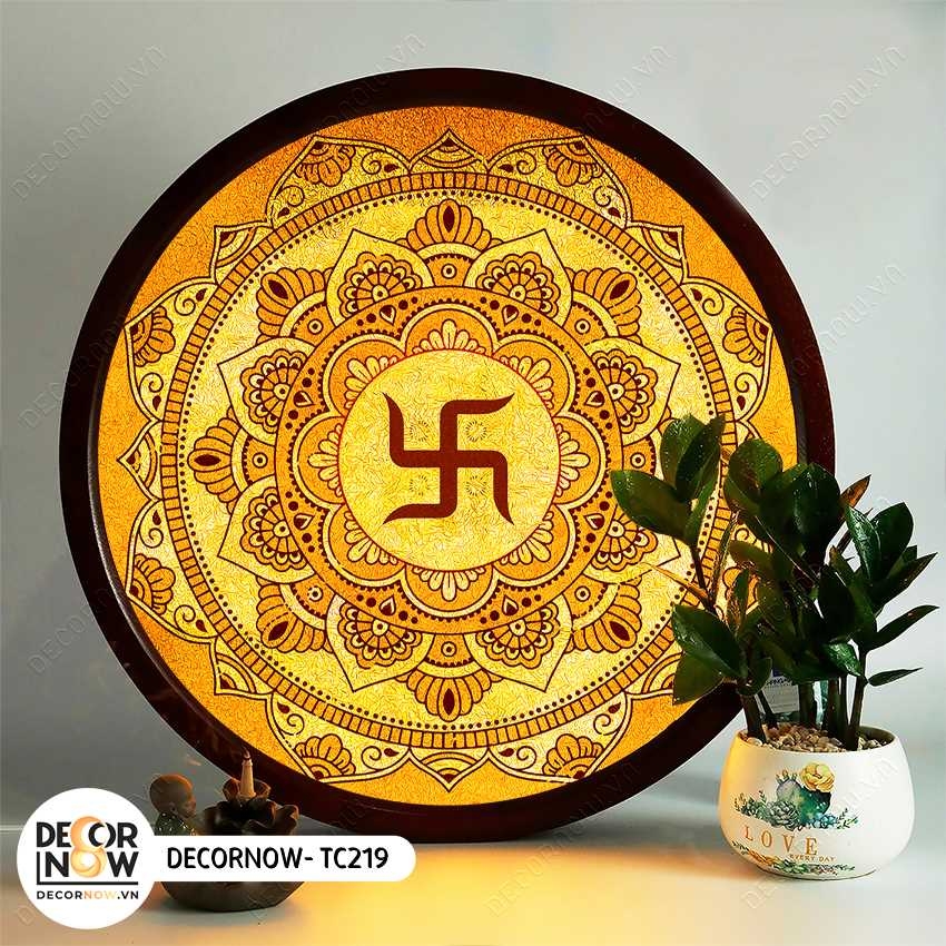 Tranh Trúc Chỉ In, Đèn Hào Quang Om Mani Padme Hum DECORNOW DCN-TC226