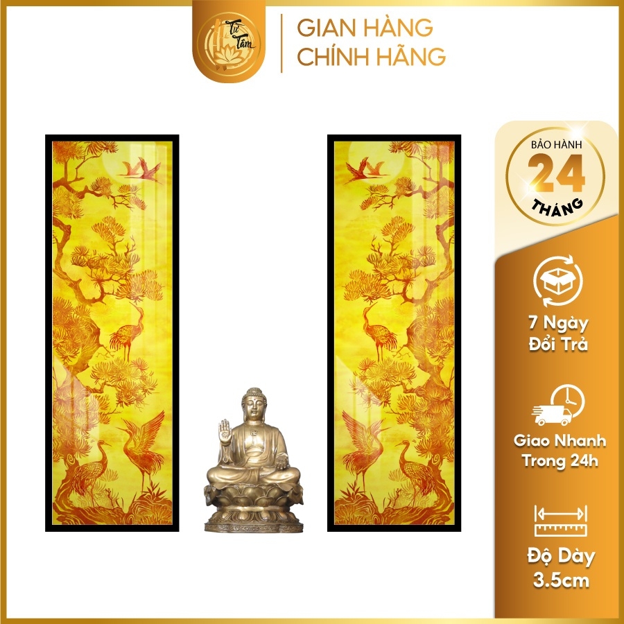 Tranh Trúc Chỉ Bộ Đối In Hoa Sen DECORNOW DCN-TC176