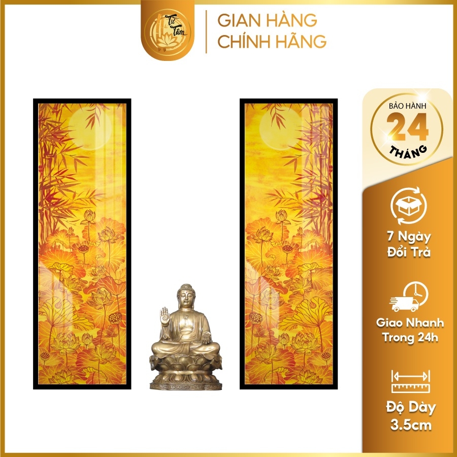 Tranh Trúc Chỉ Bộ Đối In Hoa Sen DECORNOW DCN-TC176
