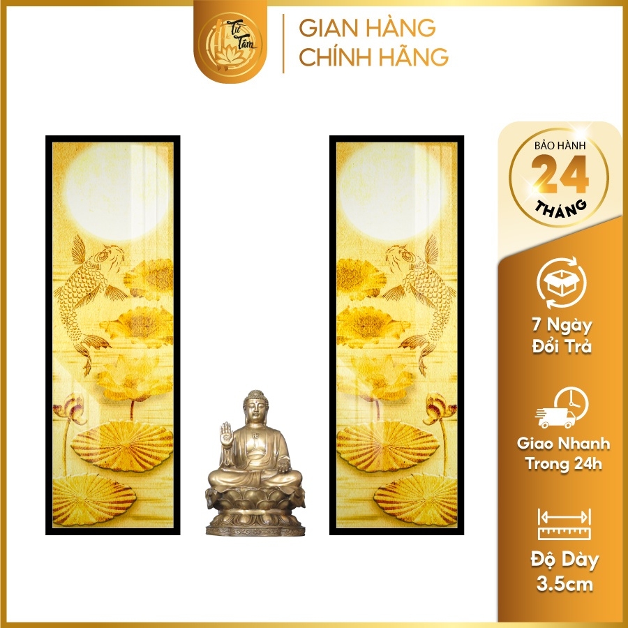 Tranh Trúc Chỉ Bộ Đối In Hoa Sen DECORNOW DCN-TC176