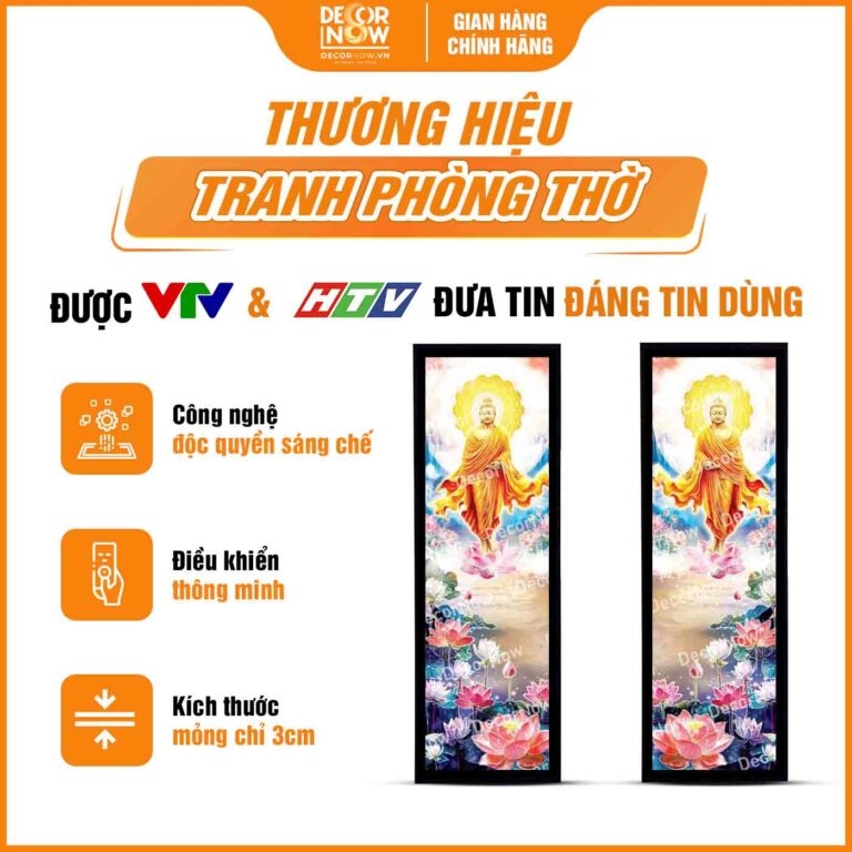 Tranh Hoằng Pháp Đối Phật Thích Ca Mâu Ni Đi Trên Đài Sen DecorNow HD901