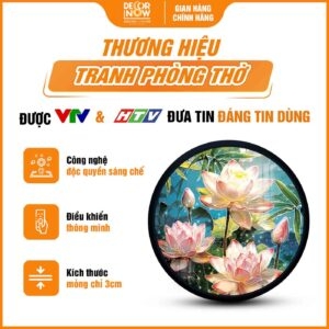 Tranh Hoằng Pháp Tròn Hoa Sen Và Tre DecorNow HD887