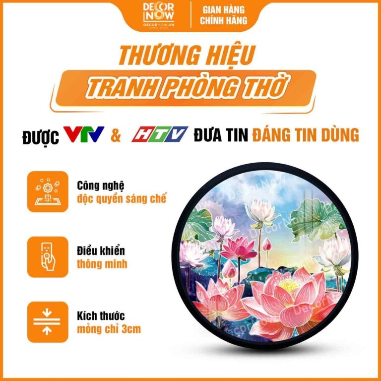 Tranh Hoằng Pháp Tròn Vườn Hoa Sen Minh Triết Từ Bi DecorNow HD902