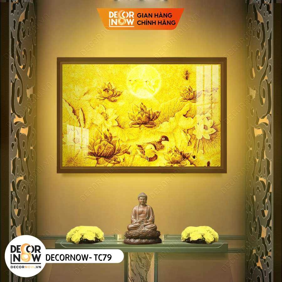 Tranh Trúc Chỉ Ngang In Hoa Sen DECORNOW DCN-TC79