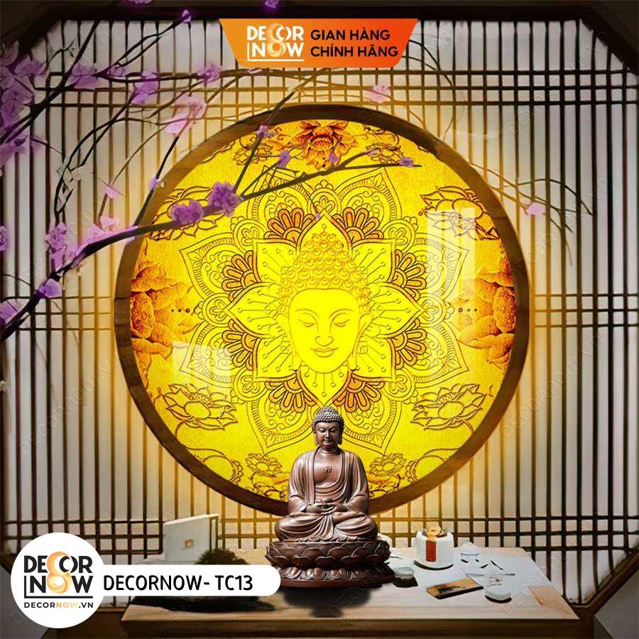 Đèn Hào Quang Tròn In Tranh Trúc Chỉ Mẫu Phật Mandala DECORNOW DCN-TC13