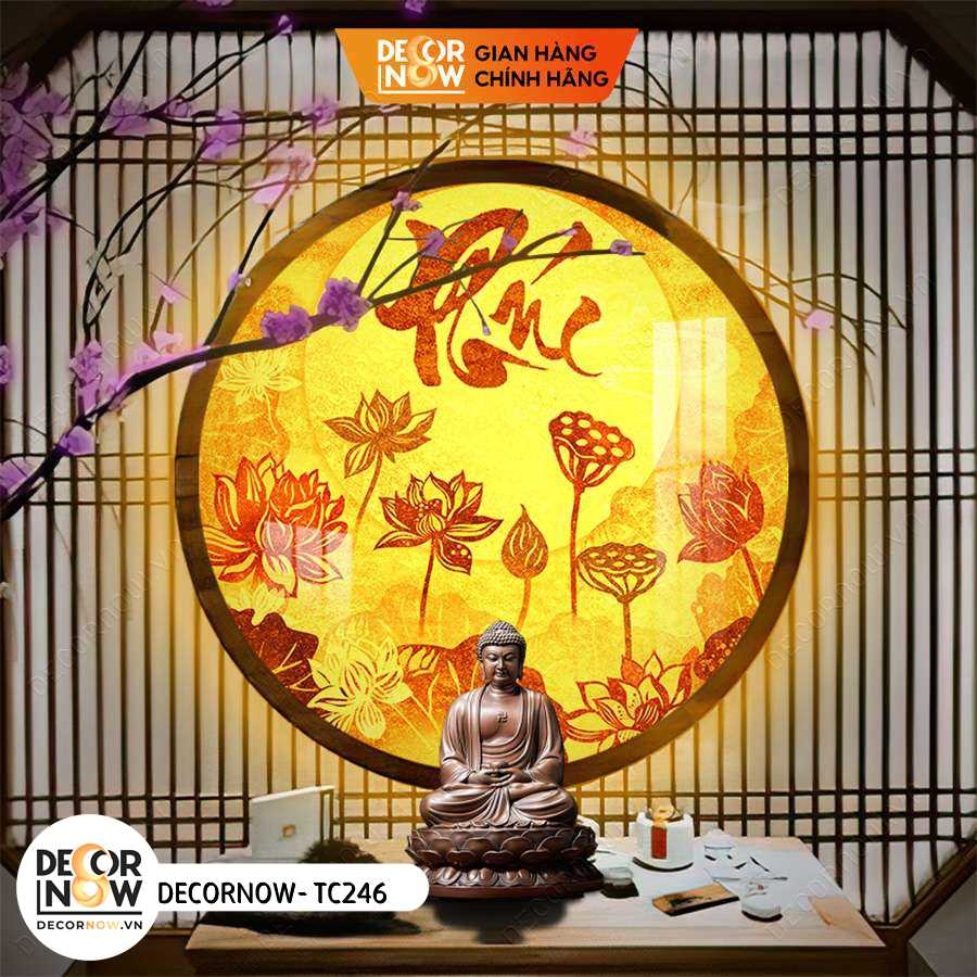 Tranh Trúc Chỉ In, Đèn Hào Quang Chữ Thư Pháp DECORNOW DCN-TC246