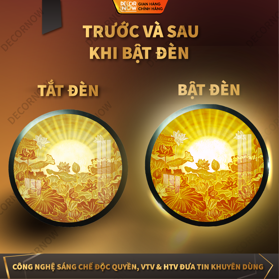 Tranh Trúc Chỉ In, Đèn Hào Quang Chữ Thư Pháp DECORNOW DCN-TC2