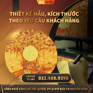 Tranh Trúc Chỉ Vuông In Hoa Sen DECORNOW DCN-TC135