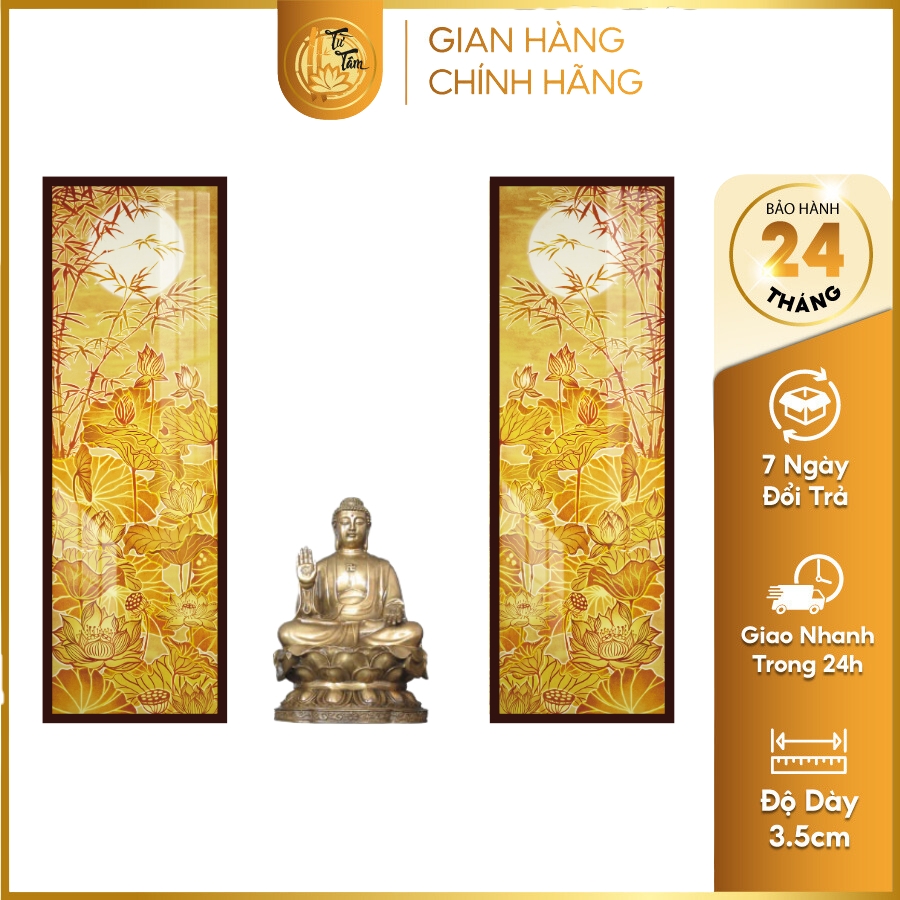 Tranh Trúc Chỉ Bộ Đối In Hoa Sen DECORNOW DCN-TC176