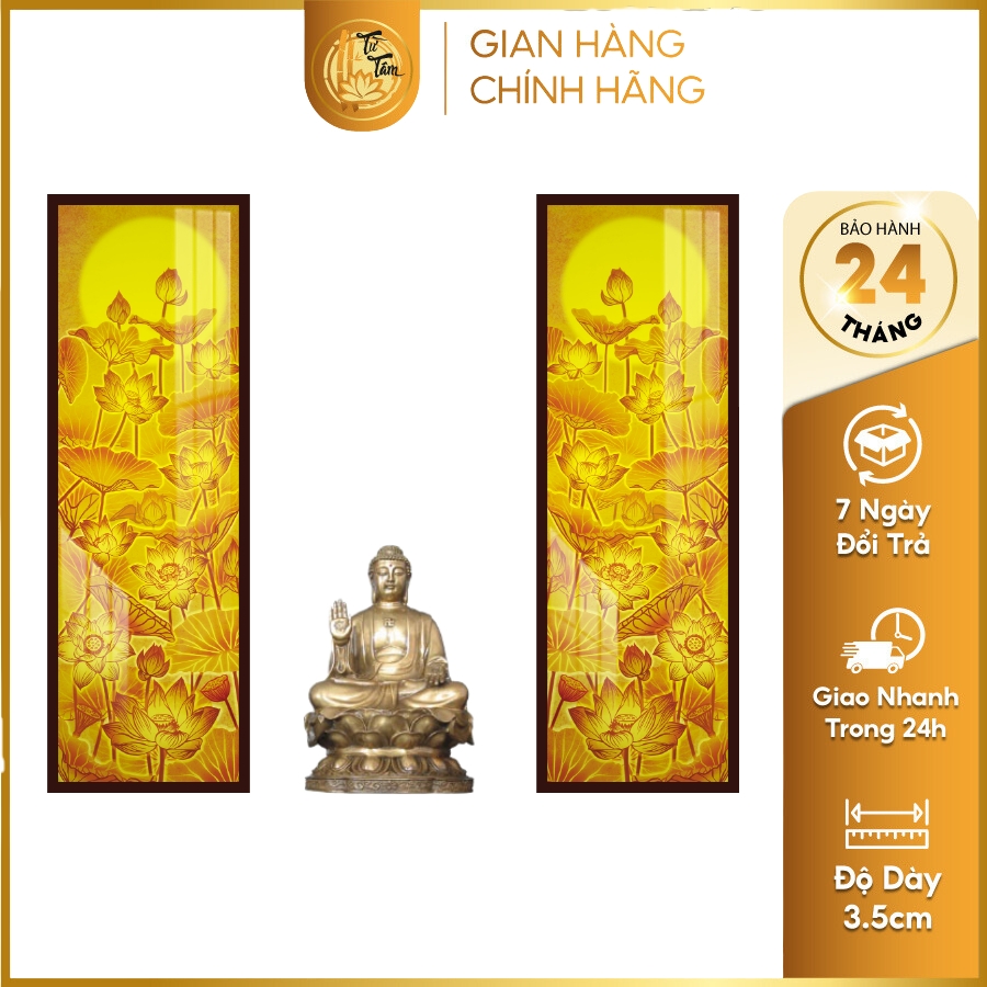 Tranh Trúc Chỉ Bộ Đối In Hoa Sen DECORNOW DCN-TC176