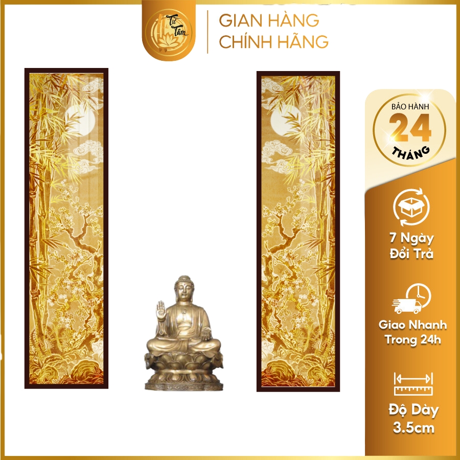 Tranh Trúc Chỉ Bộ Đối In Hoa Sen DECORNOW DCN-TC176