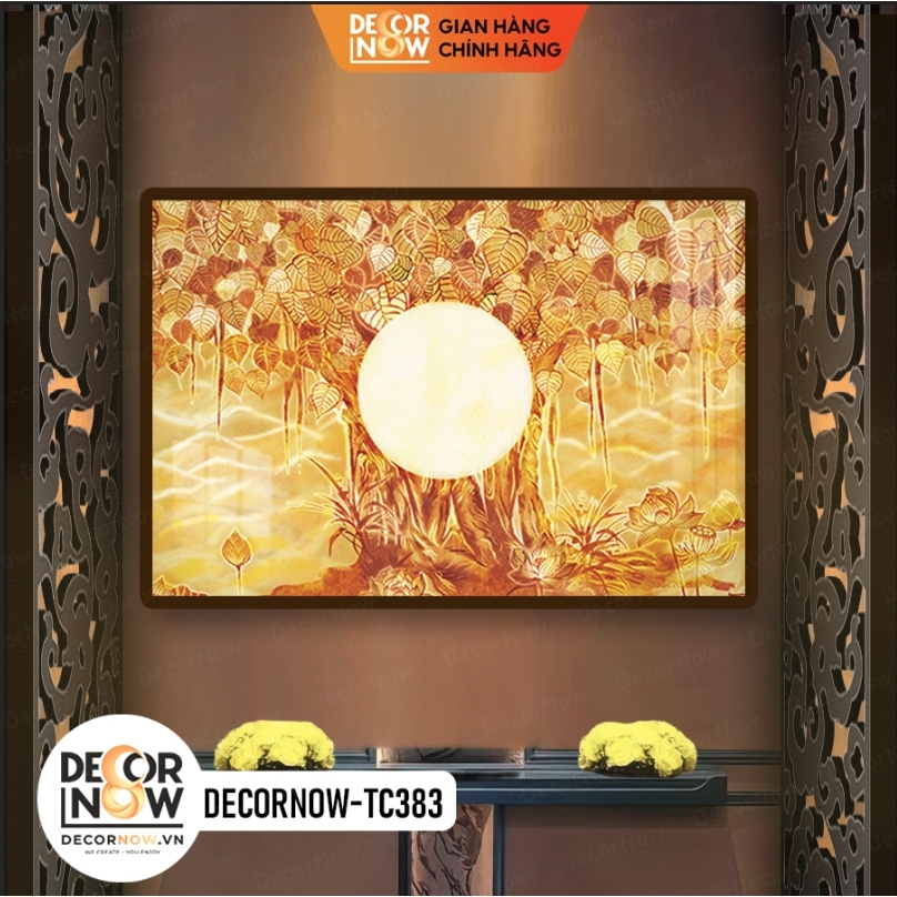 Tranh Trúc Chỉ Ngang In Lá Bồ Đề DECORNOW DCN-TC107