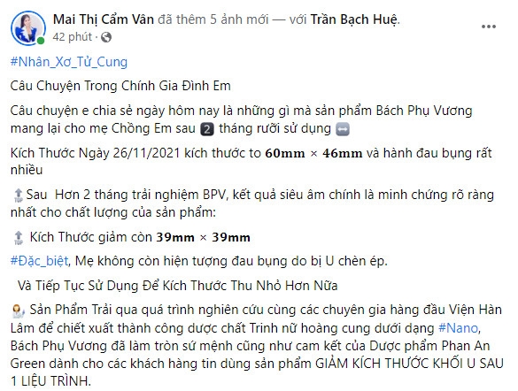 Bách Phụ Vương 40 Viên Hỗ Trợ Điều Trị U Xơ Tử Cung, U Xơ Tuyến Vú, U Xơ Tiền Liệt Tuyến, Giảm Sự Phát Triển của U Xơ Tử Cung, U Xơ Tuyến Vú, U Xơ Tuyến Tiền Liệt, Phì Đại Lành Tính Tiền Liệt Tuyến Phan An Green Nine's Beauty