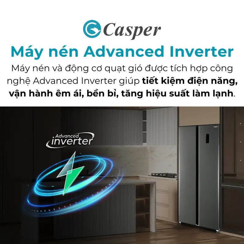 [Khuyến mại] Chính hãng Tủ lạnh Casper Inverter 458 lít RS-460PBW Mới 100% bảo hành chính hãng giá rẻ nhất thị trường