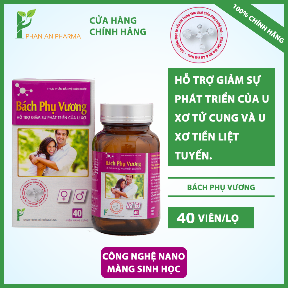 Bách Phụ Vương 40 Viên Hỗ Trợ Điều Trị U Xơ Tử Cung, U Xơ Tuyến Vú, U Xơ Tiền Liệt Tuyến, Giảm Sự Phát Triển của U Xơ Tử Cung, U Xơ Tuyến Vú, U Xơ Tuyến Tiền Liệt, Phì Đại Lành Tính Tiền Liệt Tuyến Phan An Green Nine's Beauty