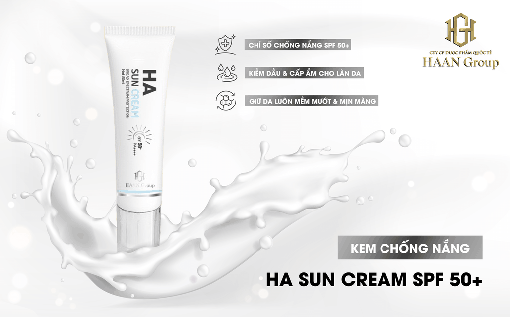 HA Sun Cream Kem chống nắng nâng tone quang phổ rộng SPF 50+ PA+++  Vũ Trụ Khỏe Đẹp