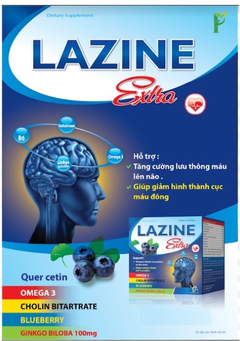 LAZINE EXTRA Hoạt Huyết Dưỡng Não Tăng Tuần Hoàn Lưu Thông Máu Lên Não đau đầu Đau nửa đầu hoa mắt chóng mặt ù tai đau mỏi vai gáy suy giảm trí nhớ thiếu máu lên não rối loạn tiền đình tai biến tắc mạch Nine's Beauty Nines