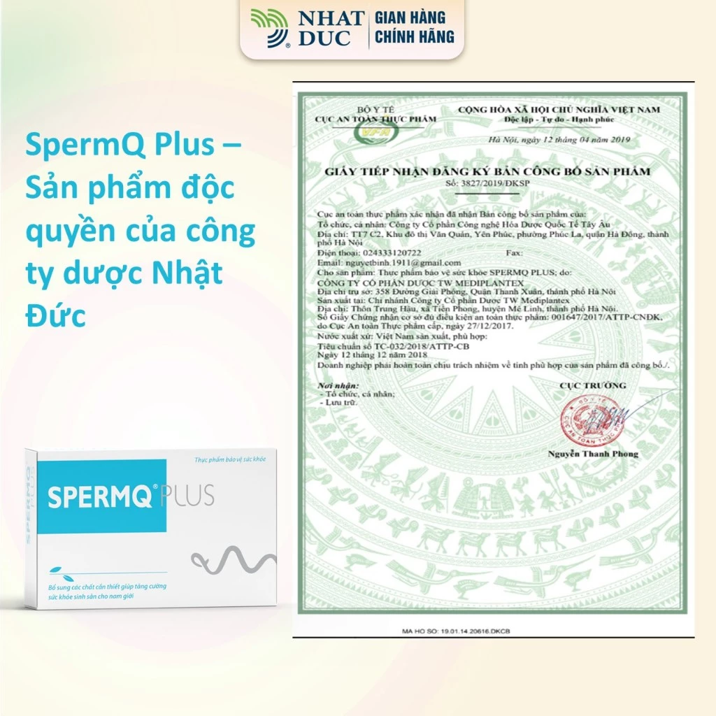 tpbvsk SpermQPlus hộp 60 viên, thế hệ 2 SpermQ tặng cẩm nang dinh dưỡng dành cho vợ, bổ tinh trùng - Nhật Đức