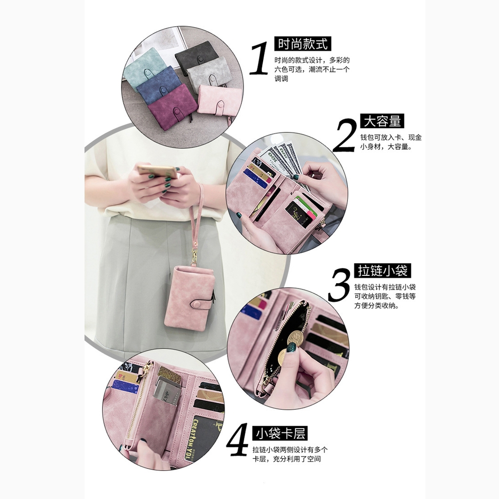 Ví Nữ Mini Ngắn Cầm Tay Cao Cấp Sang Trọng Phong Cách Hàn Quốc TVNN130