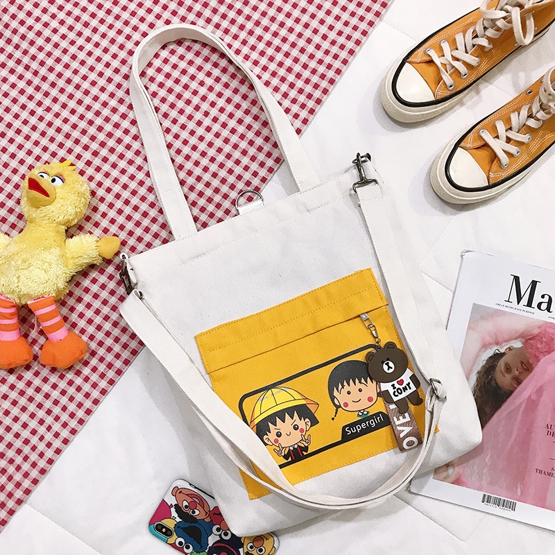 Túi Vải Tote Nhok Maruko  Dễ Thương Cao Cấp Thời Trang Hàn Quốc TVNN211