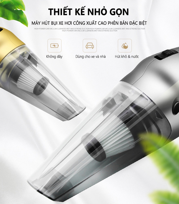 Máy hút bụi cầm tay không dây sạc usb 120W lực hút mạnh