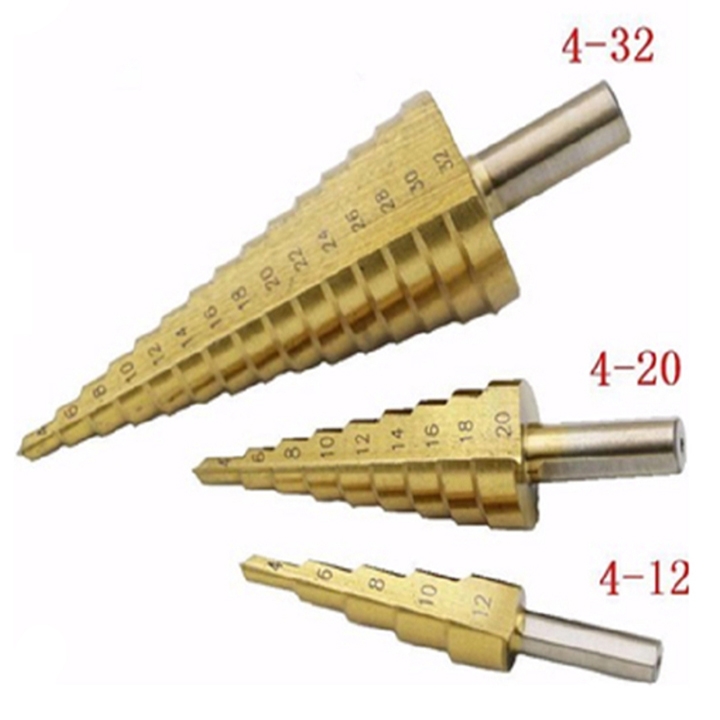 Bộ 3 mũi khoan tháp các bước 4 - 32mm phủ titanium siêu cứng