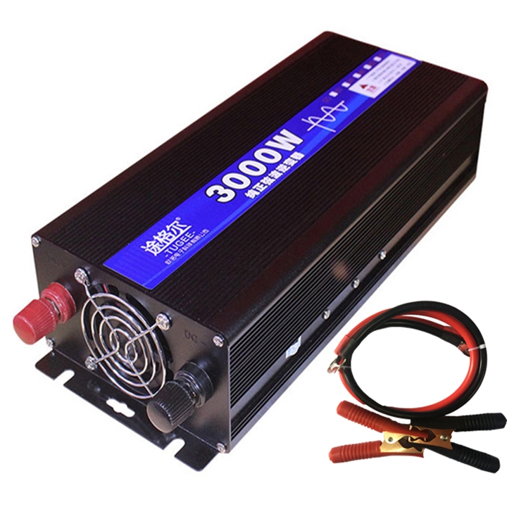 Bộ đổi nguồn kích điện 3000W Inverter sin chuẩn 12V lên 220V Đồng hồ hiển thị thông số