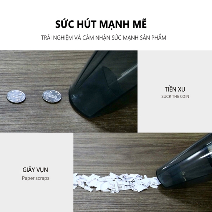 Máy hút bụi cầm tay sạc điện lực hút 3200PA không dây 120W