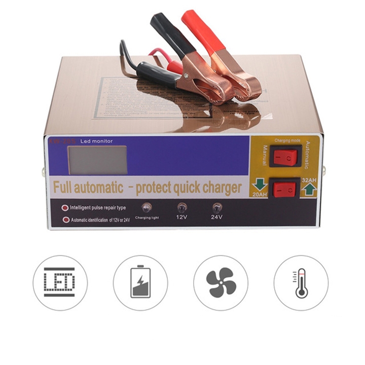 Bộ nạp ắc quy 12V/24V 200AH tự ngắt khi đầy, 4 chế độ nạp khử sunfat