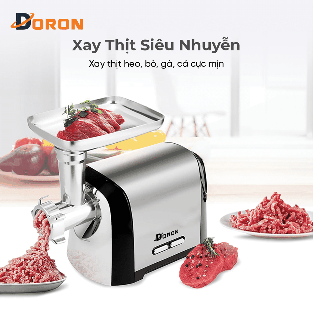 Máy đùn thịt DORON_171, 3200W xay thịt đa năng nhồi xúc xích, lạp xưởng