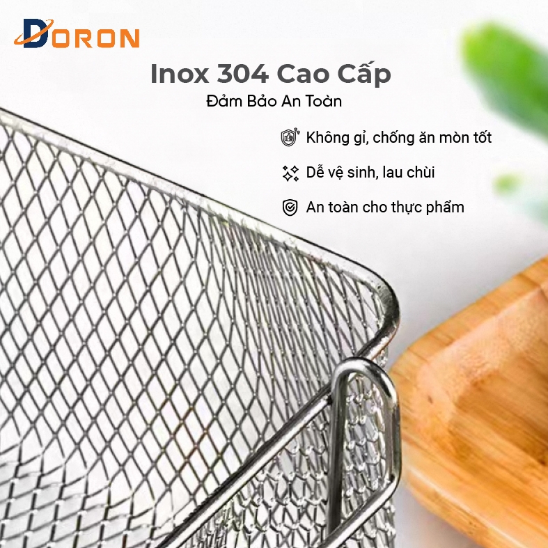 Rổ chiên nhúng điện, vợt chiên DORON chất liệu inox dày dặn chắc chắn