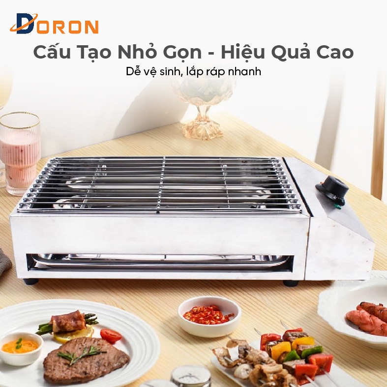 Bếp nướng BBQ điện công nghiệp DORON_169 không khói, nướng hải sản, thịt xiên