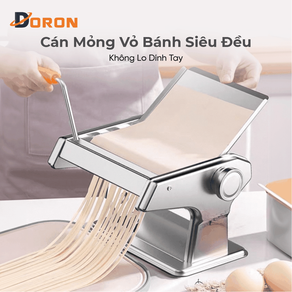 Máy làm mỳ sợi DORON, máy cán bột 3 lưỡi dao làm mì tươi, vỏ bánh đa năng