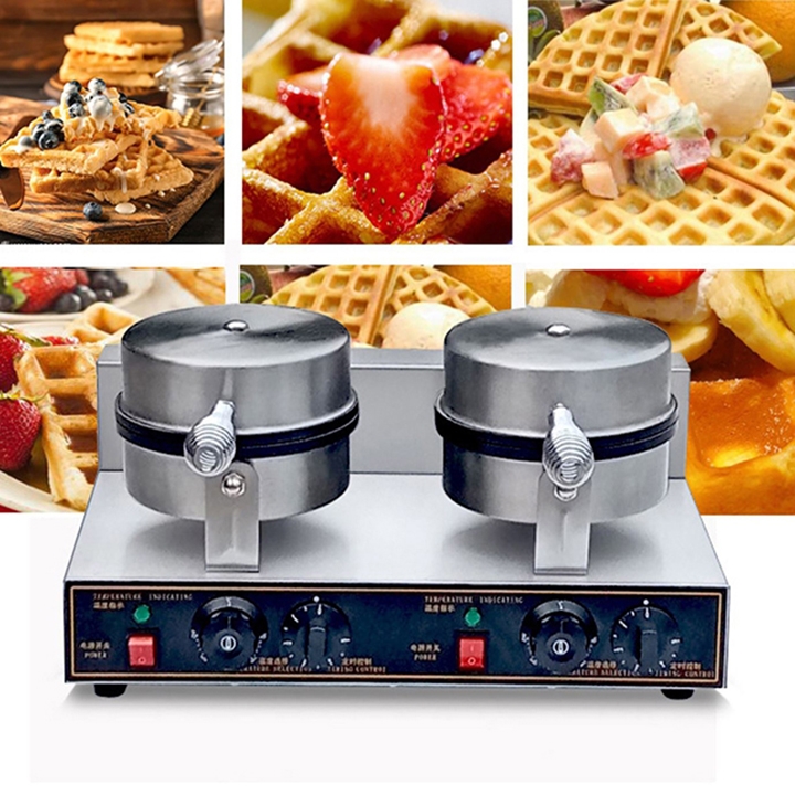 Máy làm bánh kẹp tàn ong, nướng bánh waffle công nghiệp đôi làm nóng nhanh
