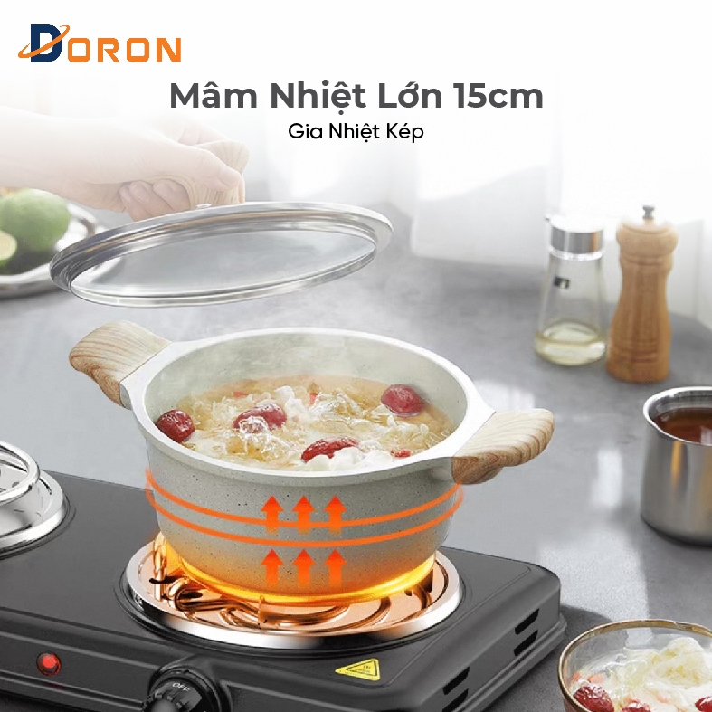 Bếp điện đôi đa năng DORON 3000W 5 mức điều chỉnh nhiệt, nóng nhanh giữ nhiệt lâu