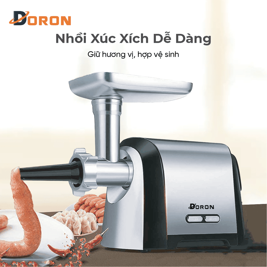 Máy đùn thịt DORON_171, 3200W xay thịt đa năng nhồi xúc xích, lạp xưởng