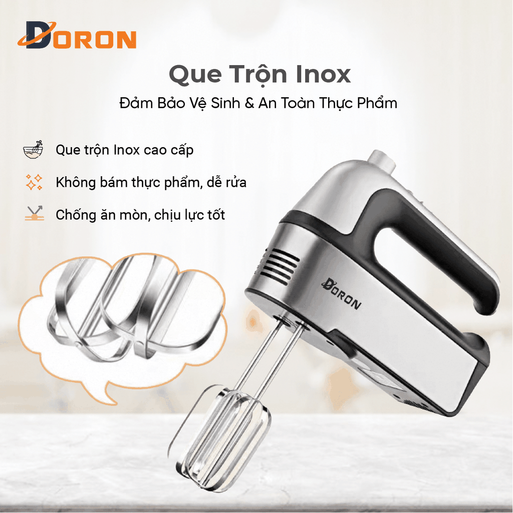 Máy đánh trứng, trộn bột DORON_175 800W kiểu dáng sang trọng, hoạt động êm ái