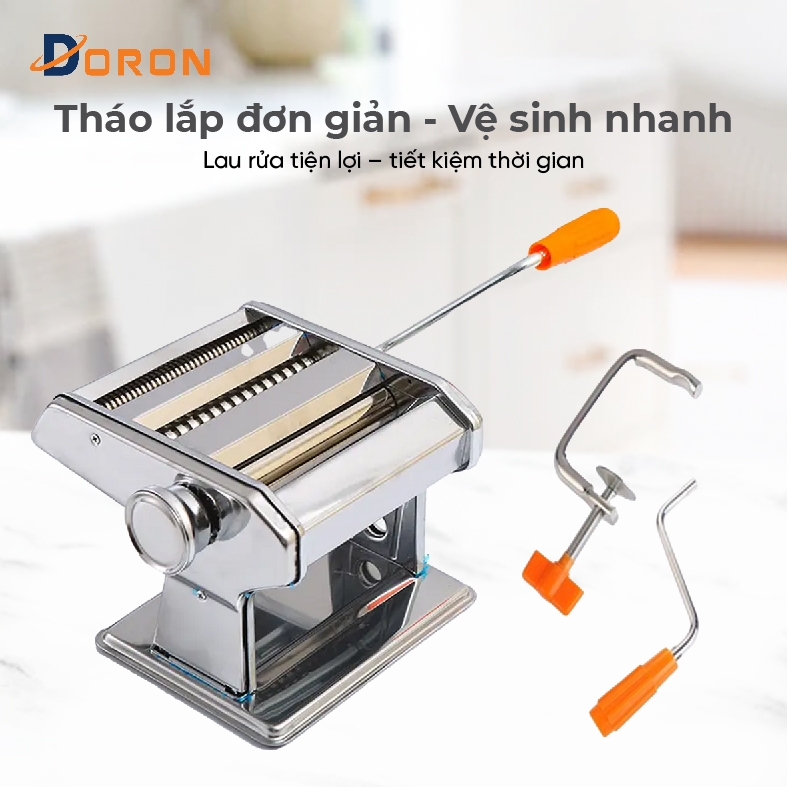 Máy cắt mì sợi, máy cán mỏng bột 2 lưỡi dao có điều chỉnh dày mỏng 5 cấp độ thuận tiện