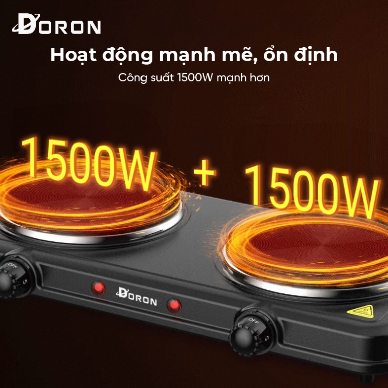Bếp điện đôi đa năng DORON 3000W 5 mức điều chỉnh nhiệt, nóng nhanh giữ nhiệt lâu