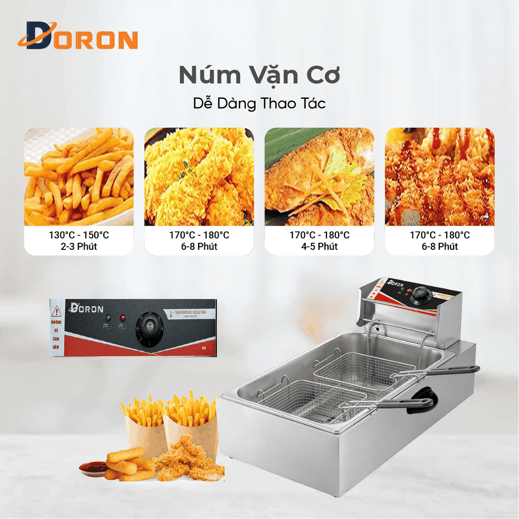 Bếp chiên nhúng điện 12L đơn DORON 3000W nhiệt độ cao, sôi cực nhanh