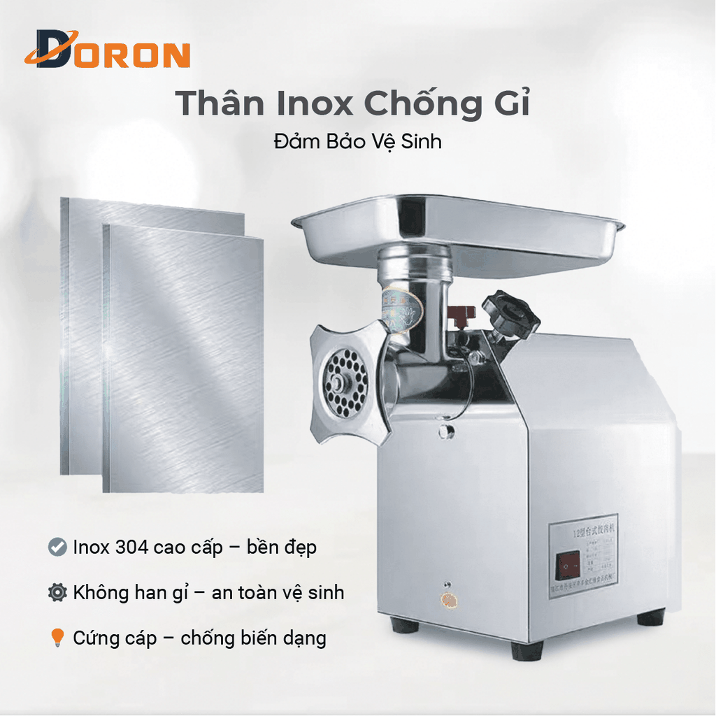 Máy đùn thịt công nghiệp DORON_172, 850W xay thịt đa năng nhồi xúc xích, lạp xưởng