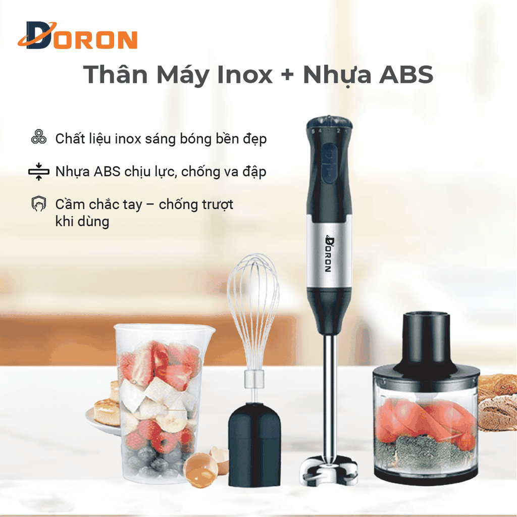 Máy xay sinh tố cầm tay đa năng 4in1 DORON_170 1000W công suất cao, hoạt động êm ái