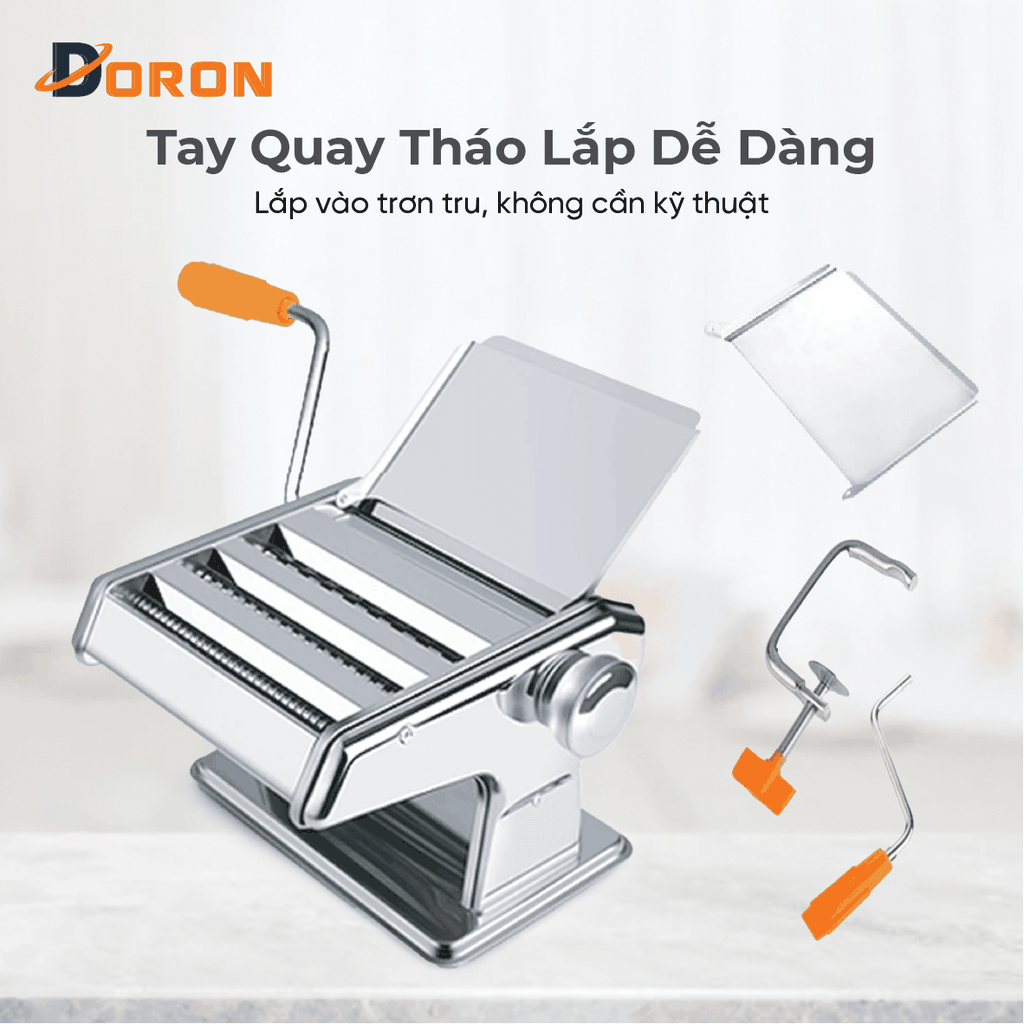 Máy làm mỳ sợi DORON, máy cán bột 3 lưỡi dao làm mì tươi, vỏ bánh đa năng