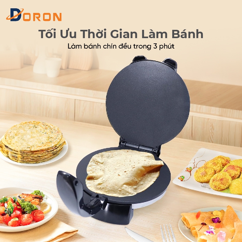 Máy làm bánh kếp mặt trơn DORON_165,  1500W nướng bánh pancake, crepe