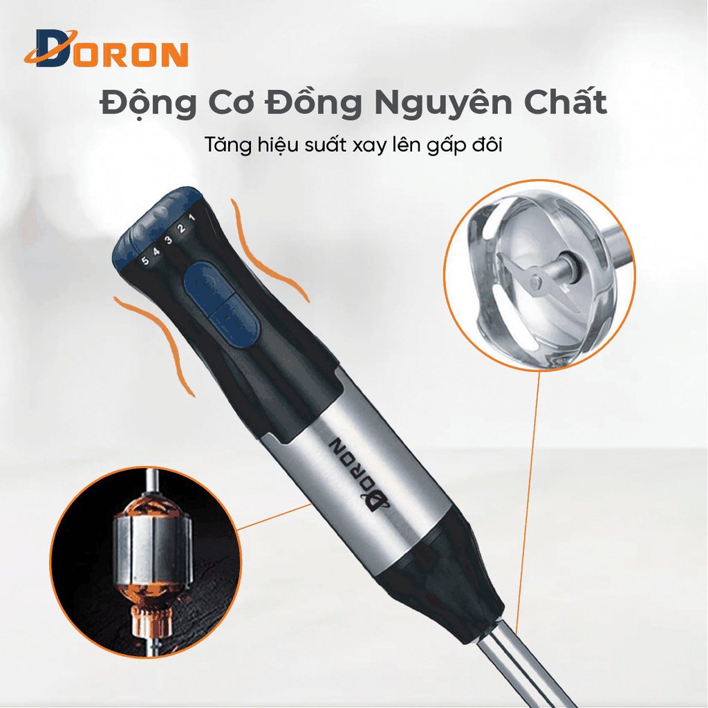 Máy xay sinh tố cầm tay đa năng 4in1 DORON_170 1000W công suất cao, hoạt động êm ái